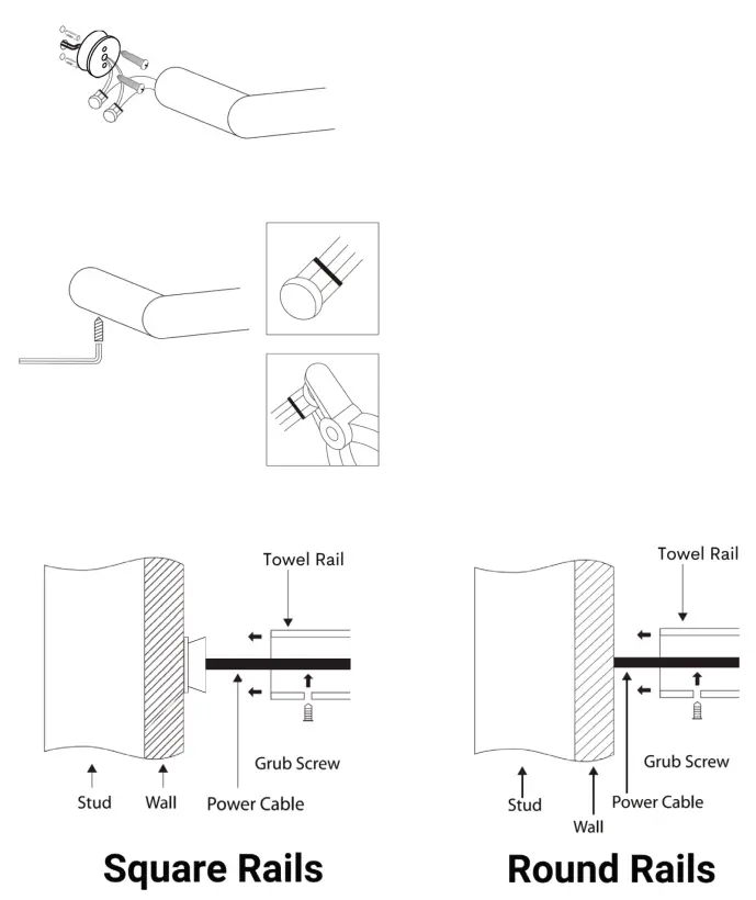THE HEATING COMPANY Hotwire Heated Single Towel Rail - Fig 6