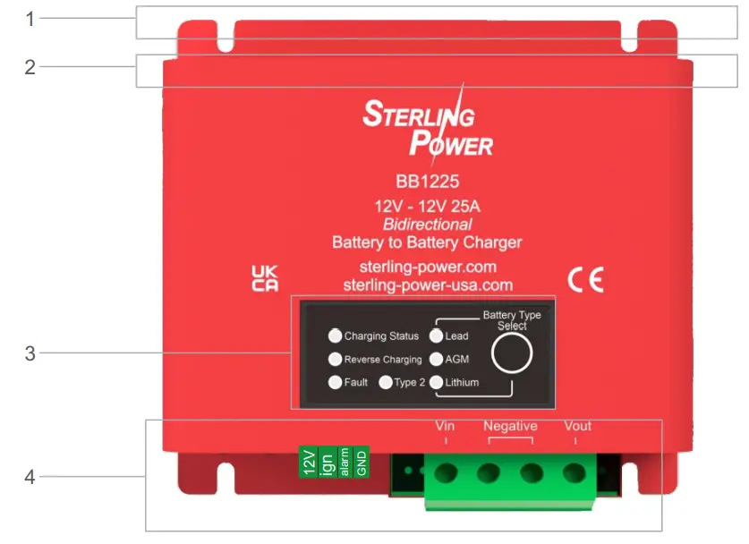 STERLING POWER BB1225 12V to 12V 25A Battery to Battery Charger - Diagram
