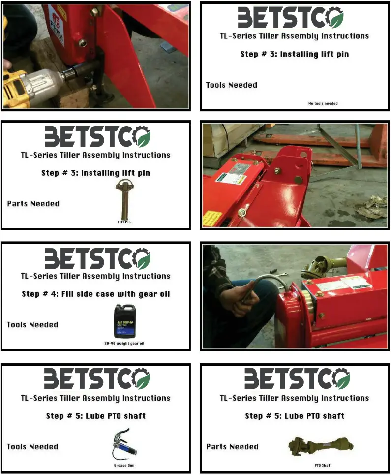 BETSTCO FH TL135 Rotary Garden Tiller - ASSEMBLY INSTRUCTION 3