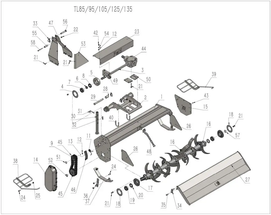 BETSTCO FH TL135 Rotary Garden Tiller - Parts