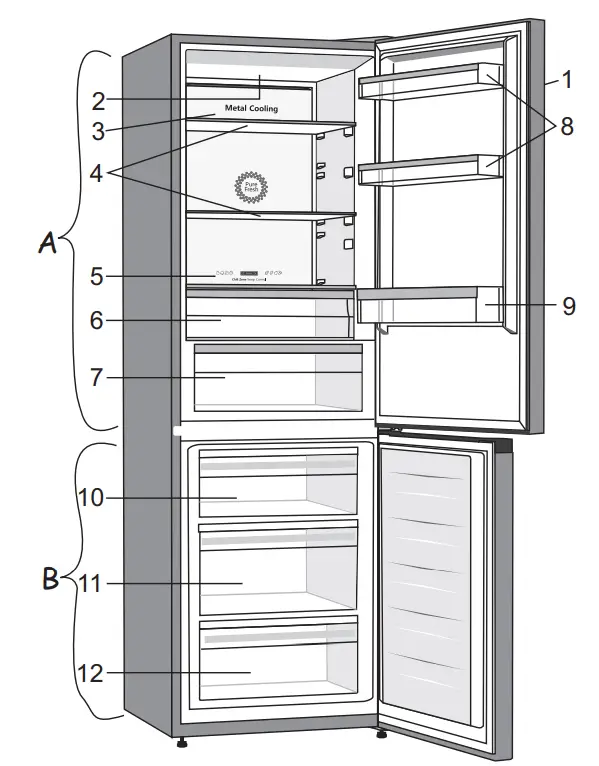 Hisense RB470N4CIC Upright Refrigerator and Freezer - Description