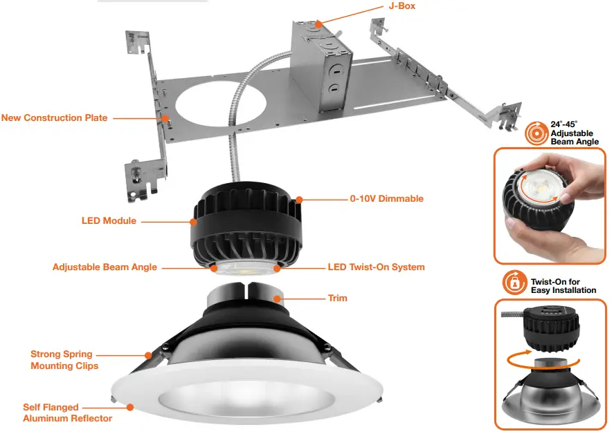 EnVisionLED ARCY-Line CADM Commercial Downlights - FEATURES