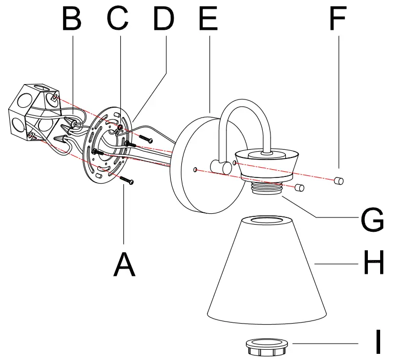 ZEVNIZ D8FQ3EVN 59W1 6 in 1 Light Black Indoor Wall Sconce - PARTS