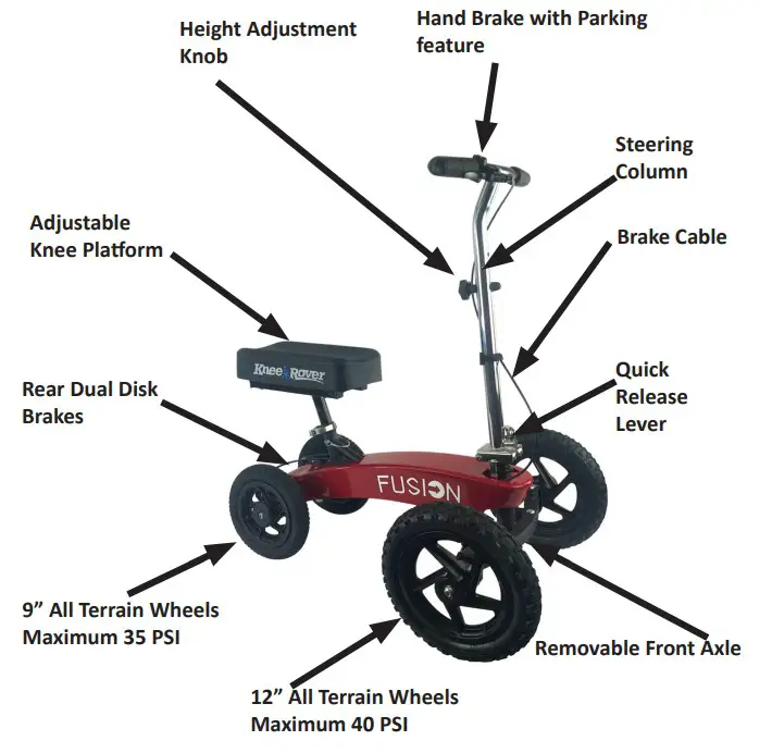 KneeRover All Terrain Fusion Knee Scooter - capacity