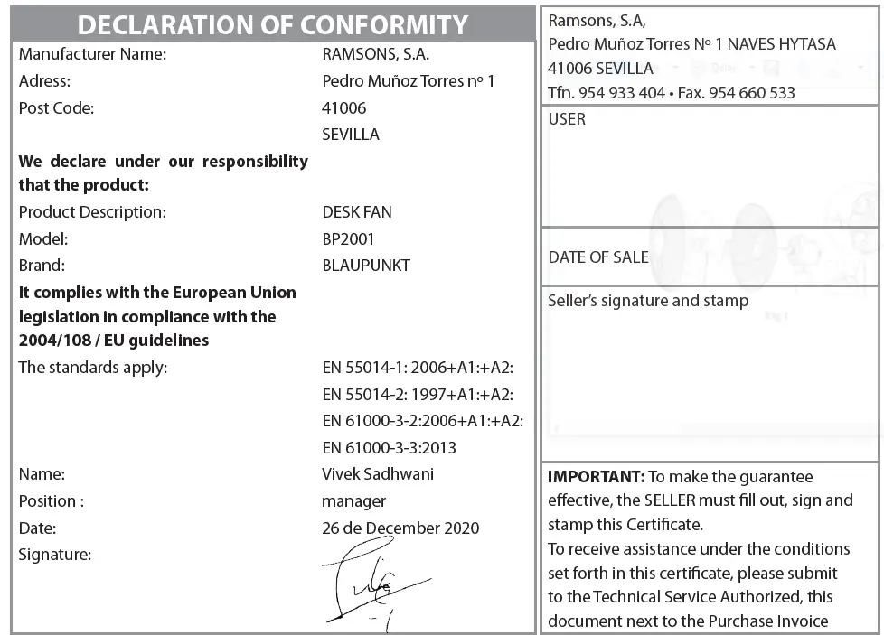 BLAUPUNKT BP2001 Desk Fan-fig-3