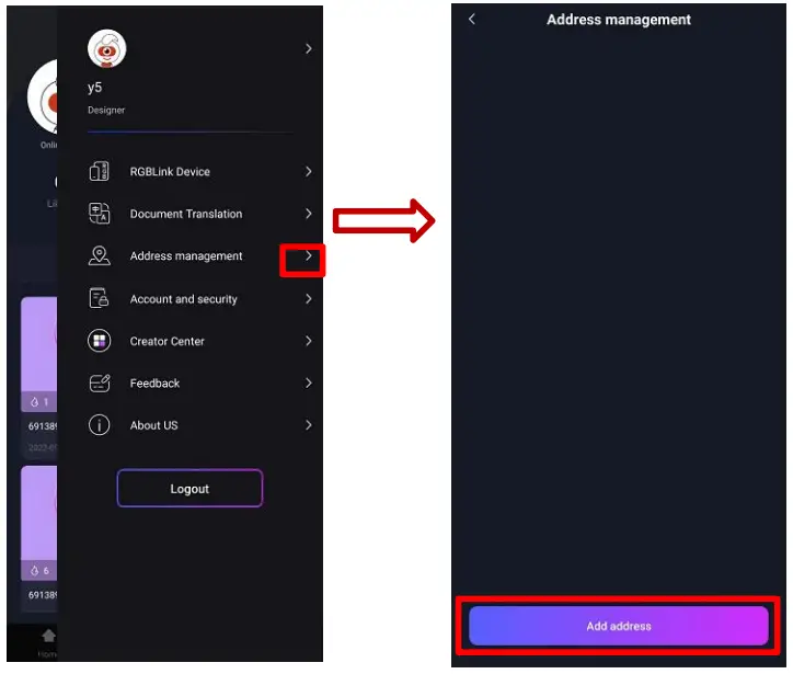 RGBlink TAO App - Address Management