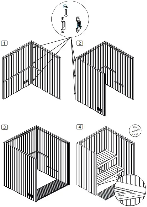 Illustrations for assembling the cabin