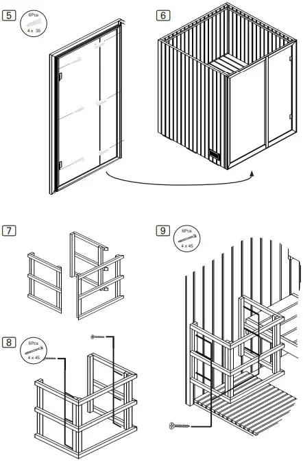 Illustrations for assembling the cabin