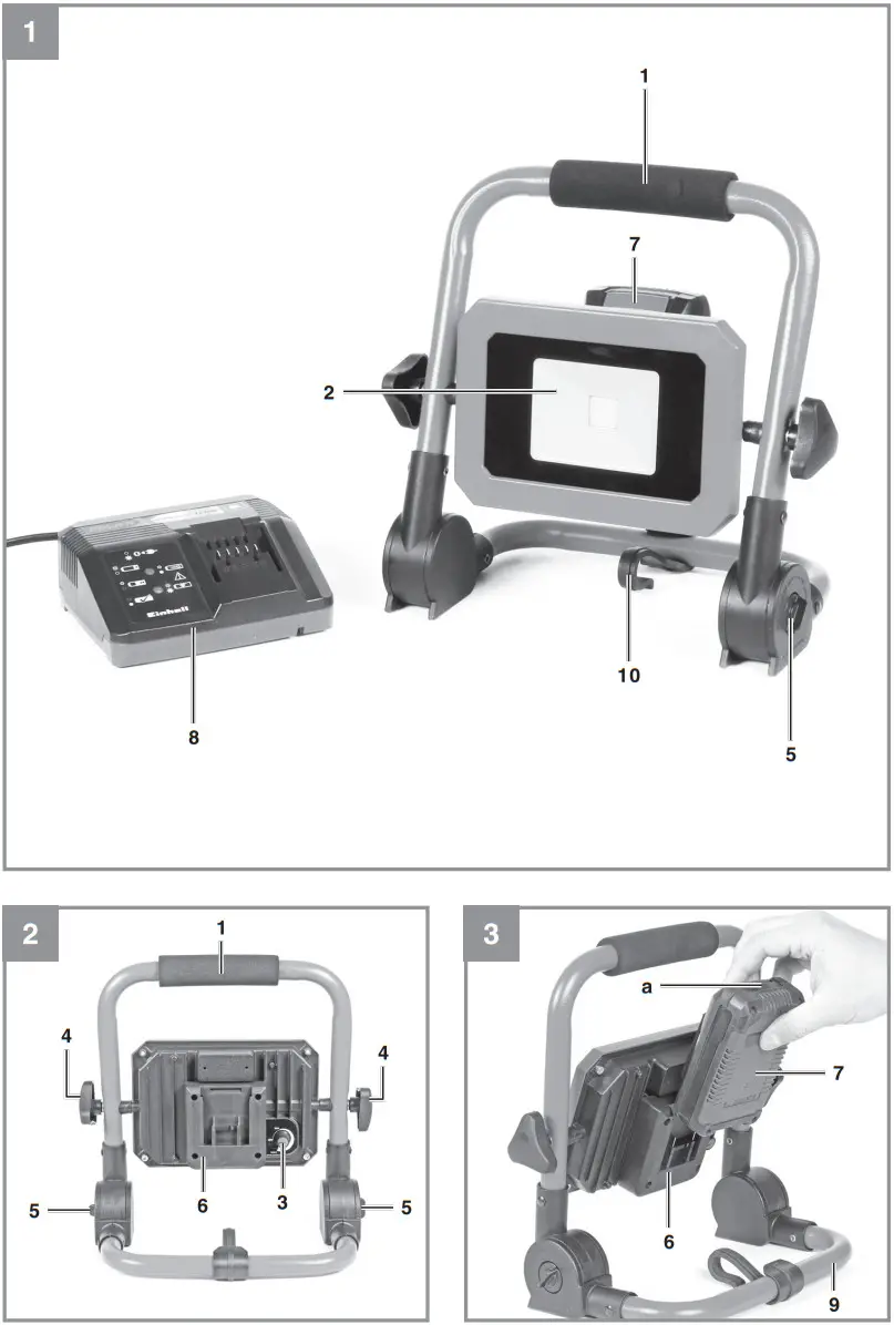 Einhell TC CL 18 1800 Li Solo 18V Li Ion Power X Change Cordless Work Light - Figure 1