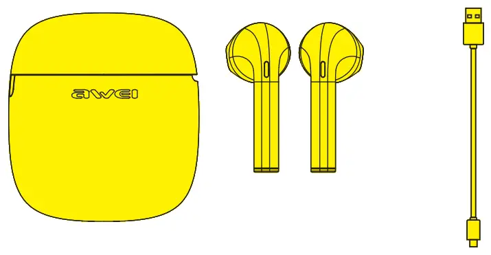 awei ttec AirBeat Go Touch True Wireless Earbuds With Charging Case - Accessories List