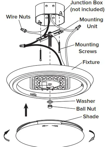 Pia Ricco A 11195CBN 4PK Brushed Nickel Selectable LED Flush Mount Ceiling Light Fixture - EXPLODED PARTS 1