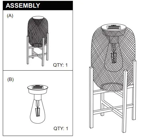 Glitzhome-2023300029-White-Metal-Mesh-Solar-Powered-Outdoor-Lantern-FIG-2