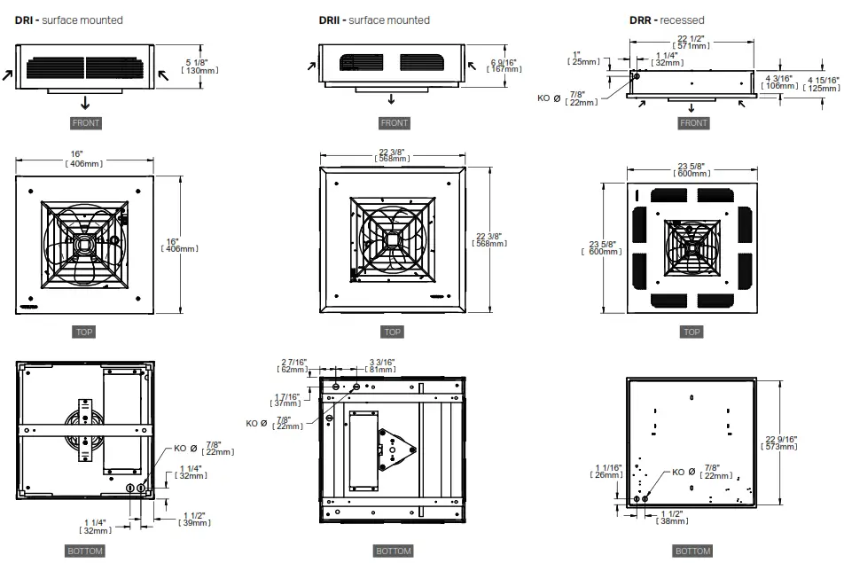 STELPRO STEDRII1061CW DR SERIES Ceiling Fan Heater - TECHNICAL DRAWINGS