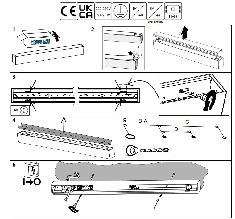 NORTHCLIFFE DECOR LED Surface Mounted or Suspended Middle Profile LED Luminaire - fig