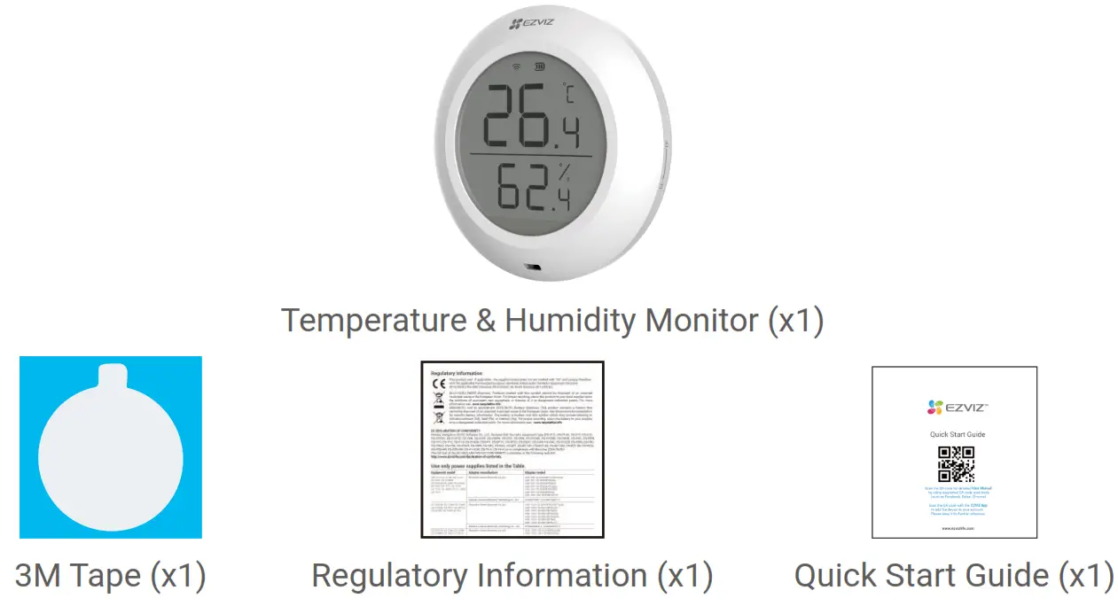 EZVIZ T51C Temperature and Humidity Sensor - Package Contents