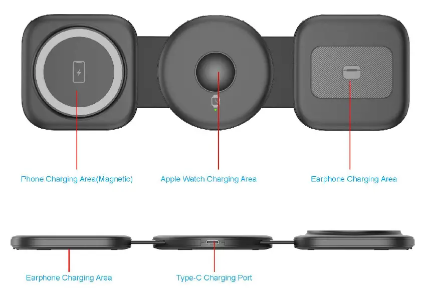 KINSOUND WLC-03 3 In 1 Foldable Wireless Charger-fig-1