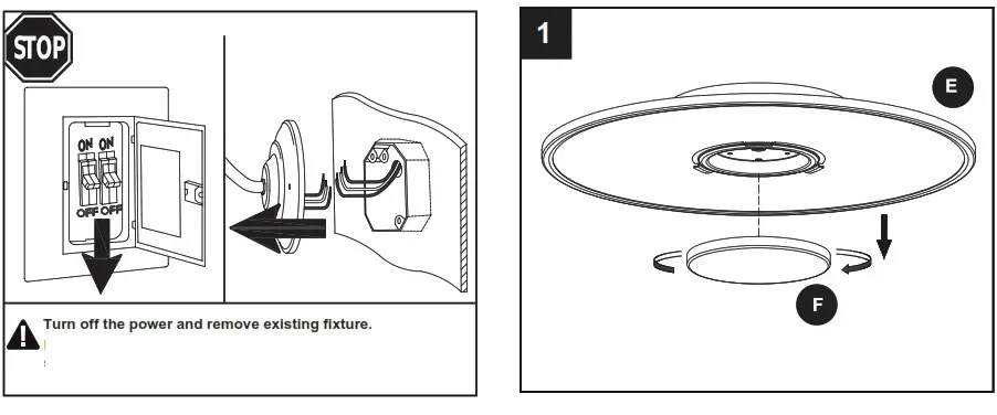 Origin 21 KYW3001LX-02 LED Flush Mount Ceiling Fixture - INSTALLATIOsN 1