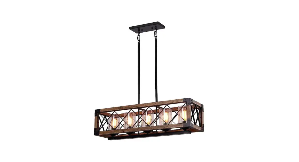 Giluta C0139 Kitchen Island Pendant Light Rectangle Wood Metal Chandelier Instruction Manual