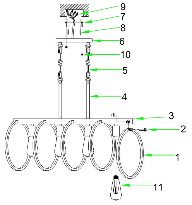 Giluta C0139 Kitchen Island Pendant Light Rectangle Wood Metal Chandelier - light
