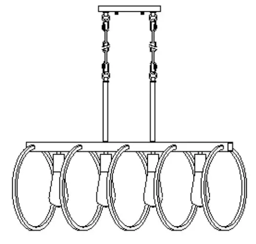 Giluta C0139 Kitchen Island Pendant Light Rectangle Wood Metal Chandelier