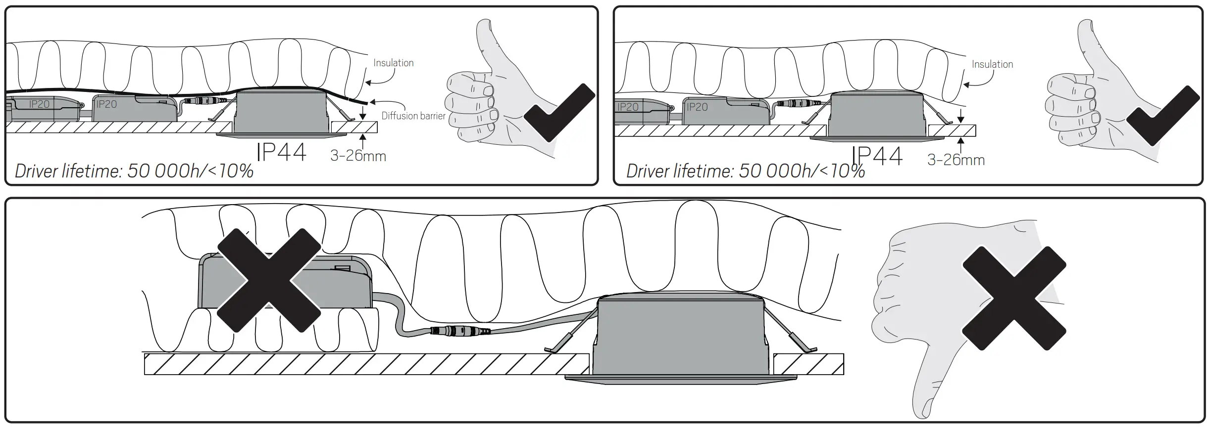 hidealite Comfort G4 Quick ISO Tilt DALI Ceiling Light Instructions Installation Instructions