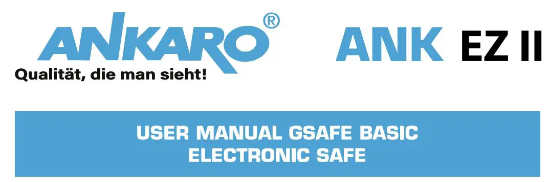 ANKARO ANK EZ II Ssafe Basic Electronic Safe User Manual