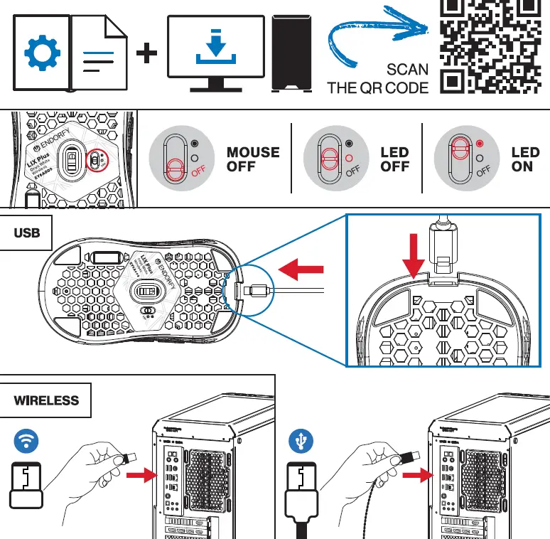 ENDORFY EY6A009 LIX Plus Onyx Wireless Ultralight Gaming Mouse 1