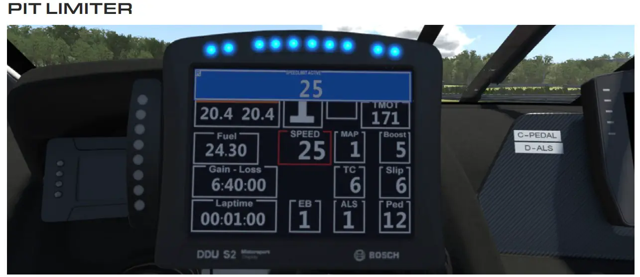 PIT LIMITER s engage