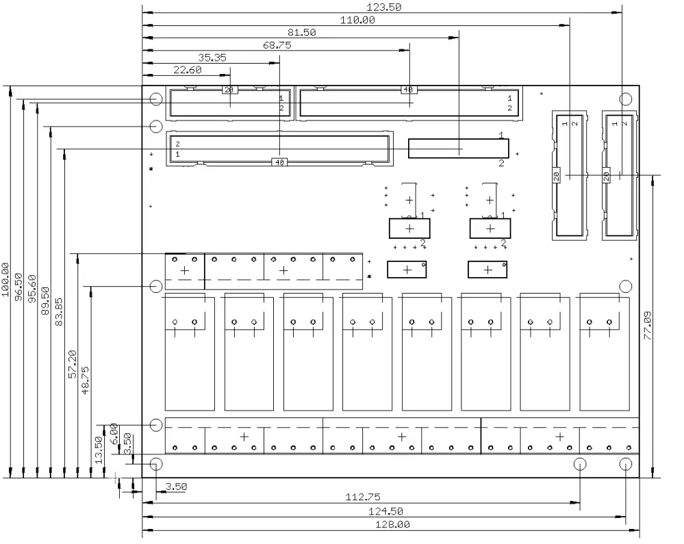 HALaser Systems HALswitch R8 Galvanically Insulated Relay Board - dimensions