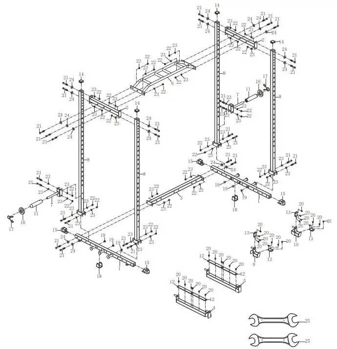 SUNNY SF-XF9925 Power Zone Strength Rack - EXPLODED DIAGRAM
