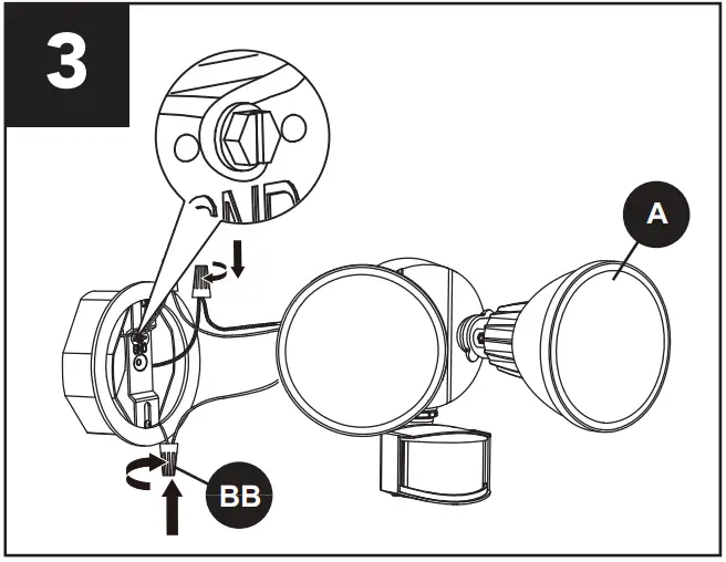 LUTEC 7635202412 Motion Activated Floodlight - junction box