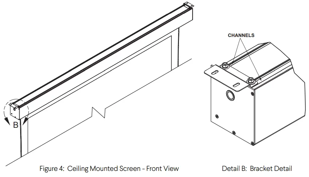 Stewart FILMSCREEN Cima BC Retractable Below Ceiling Screen System - Bracket Detail