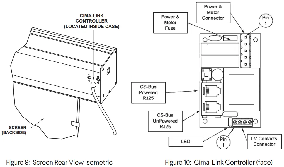 Stewart FILMSCREEN Cima BC Retractable Below Ceiling Screen System - Screen Rear View Isometric