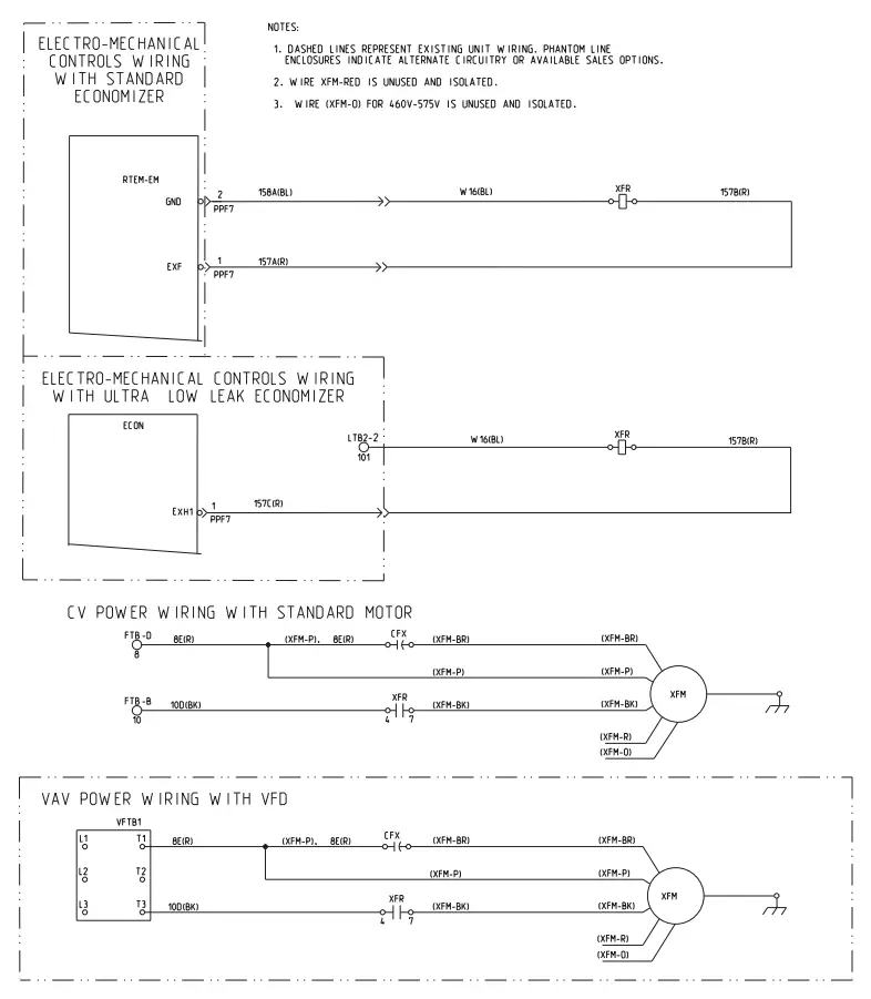 Trane BAYPWRX300 Power Exhaust Kit Foundation Packaged Rooftop Units - Control wiring diagram