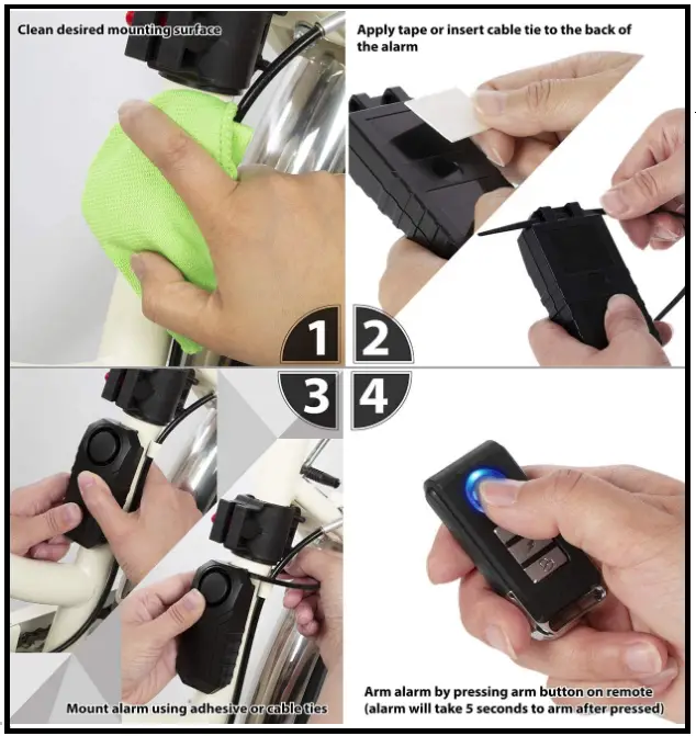 Fosmon-‎51087HOM-Anti-Theft-Burglar-Bike-Alarm-with-Remote-FIG-2