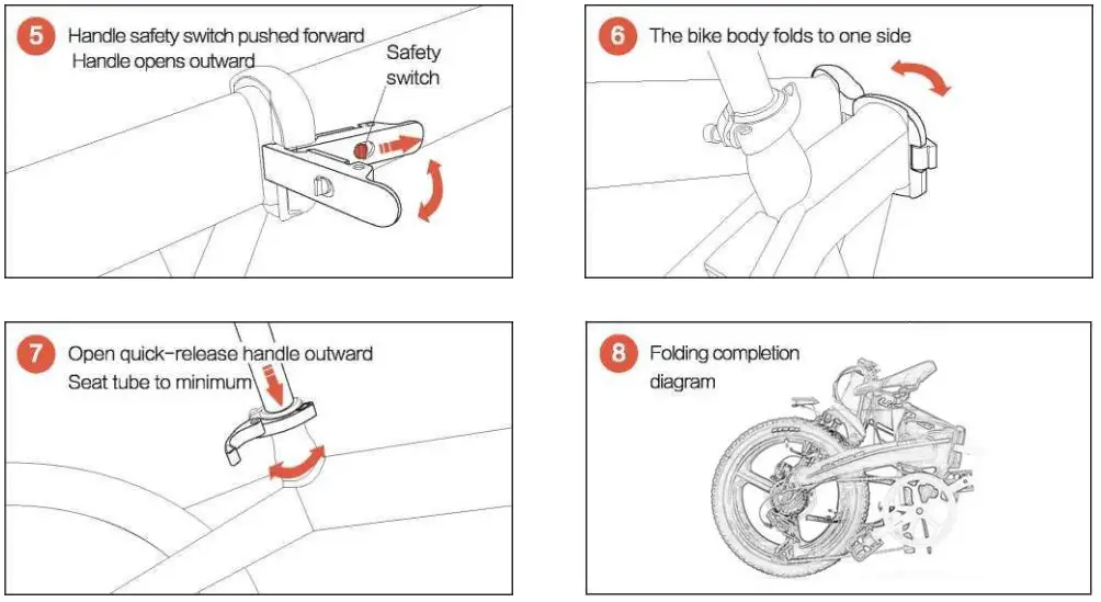 The Home Depot EBike-10 20 Inch 750 Watt Road Electric Folding Bike - Folding step 1