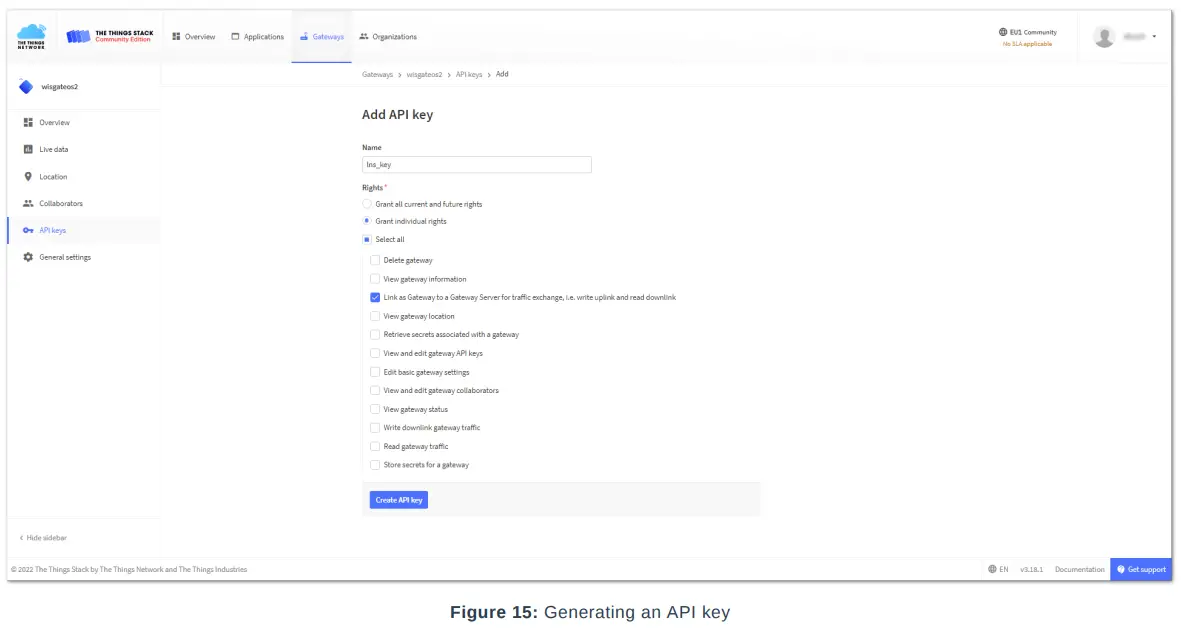RAK TTNv3 WisGateOS 2 Basics Station - API key 1