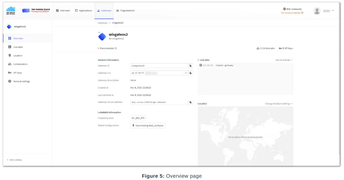 RAK TTNv3 WisGateOS 2 Basics Station - Overview page