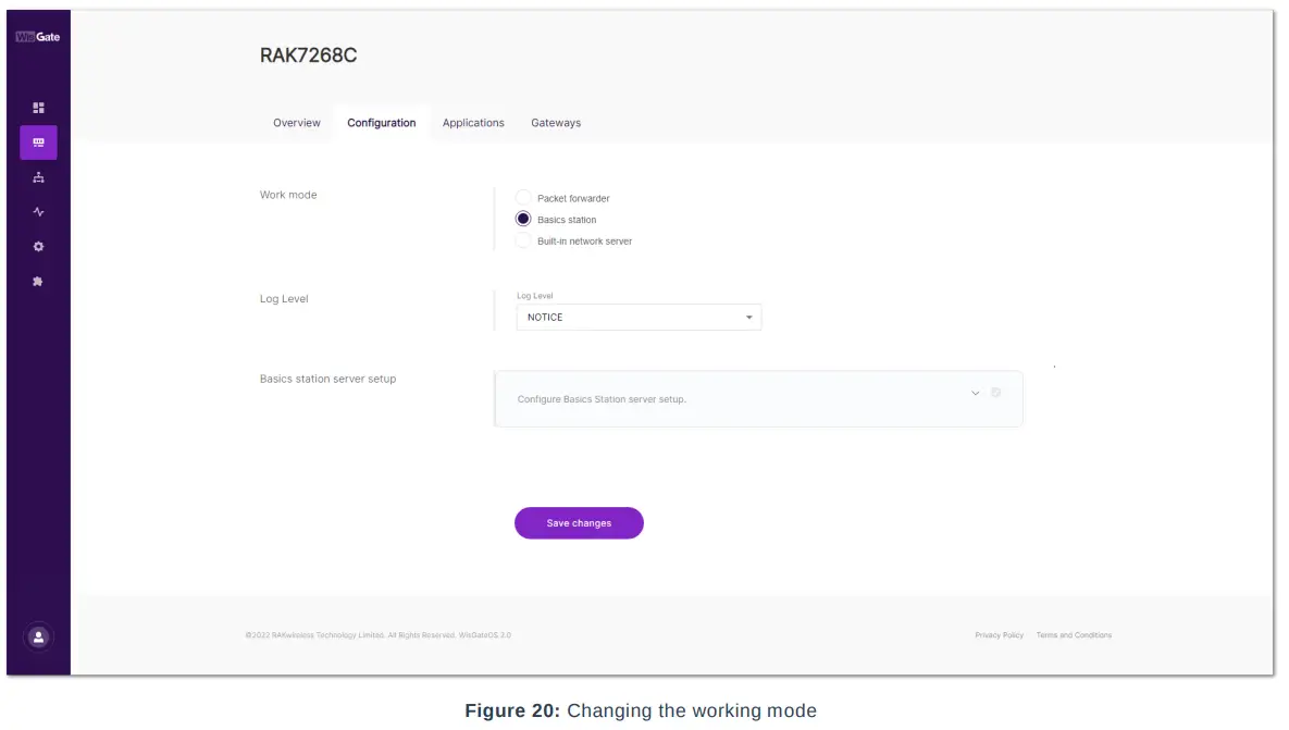 RAK TTNv3 WisGateOS 2 Basics Station - working mode 1