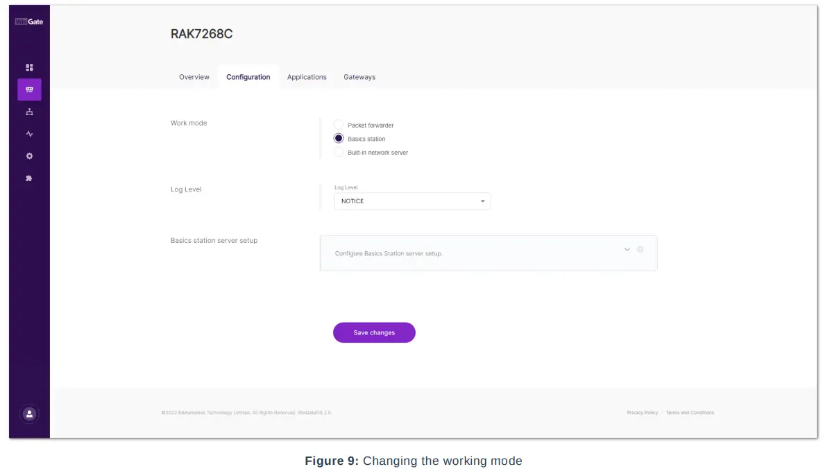 RAK TTNv3 WisGateOS 2 Basics Station - working mode