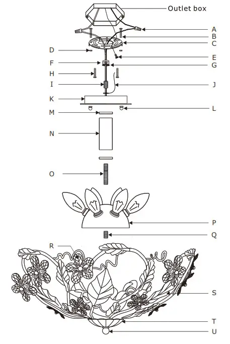 CRYSTORAMA 5316-GL Paris Market Six Light Ceiling Mount - Wire Connector