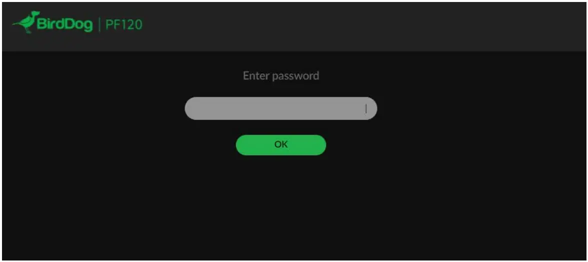 BirdDog PF120 Full NDI Box Camera - Password management