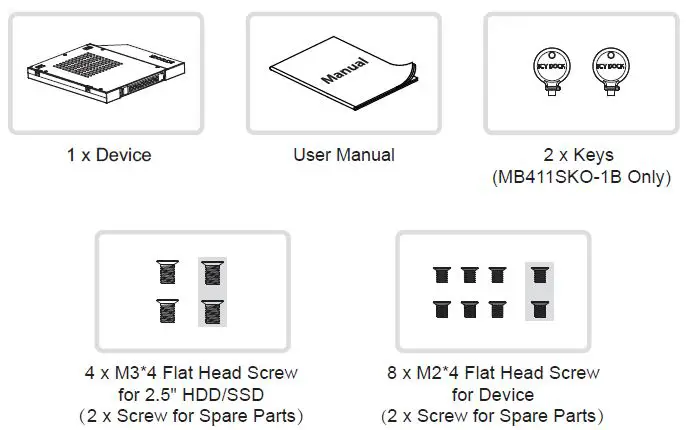Icy-Dock-MB411SPO-1B-2.5-Inch-SATA-Mobile-Rack-for-Slim-ODD-or-Ultra-Slim-ODD-Bay-fig-2