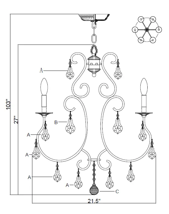 CRYSTORAMA 5016OSCLMWP Ashton Six Light Chandelier-fig-1