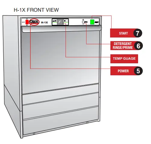 CMA DISHMACHINES H-1X High Temp Rack Undercounter Glass Washer - Temp 2