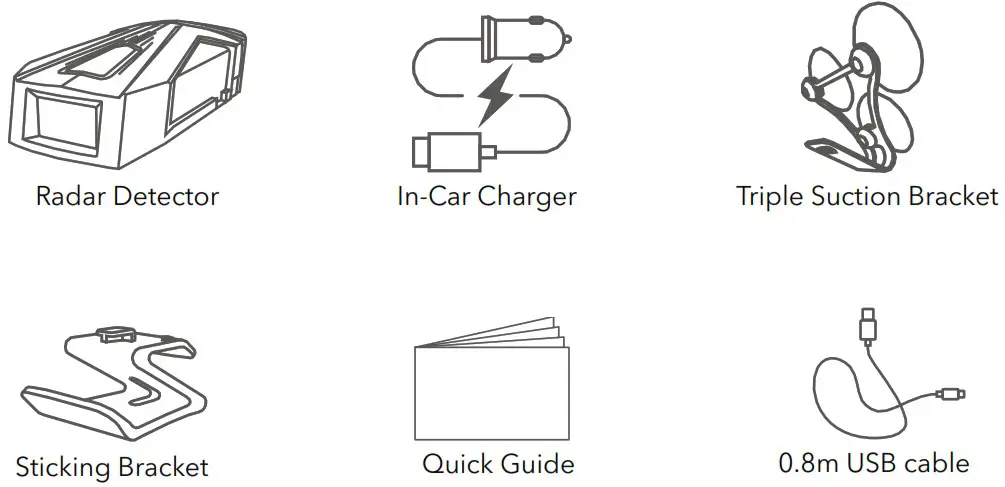Spedal VP388T Multifunctional Radar Laser Detector - ACCESSORIES AND INTERFACES 1