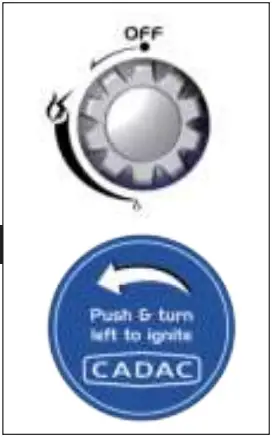 CADAC 5650 Grillo Chef 40 Gas Grill - control valve on the gas