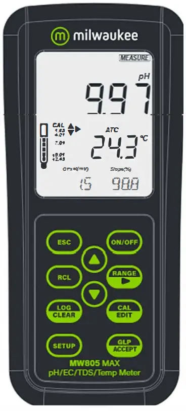 milwaukee MW805 Max pH-EC-TDS Temperature Portable Meter -
