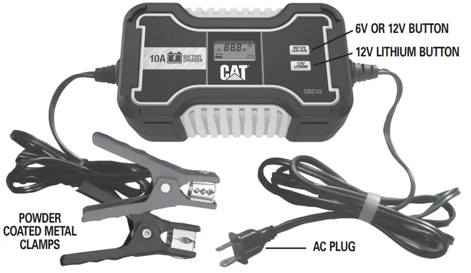 CAT CBC10 Professional 10 Amp Battery Charger Battery Maintainer - AC PLUG
