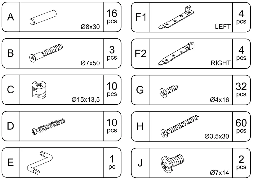 Oeuf ek72040 River Twin Bed - Fitting list